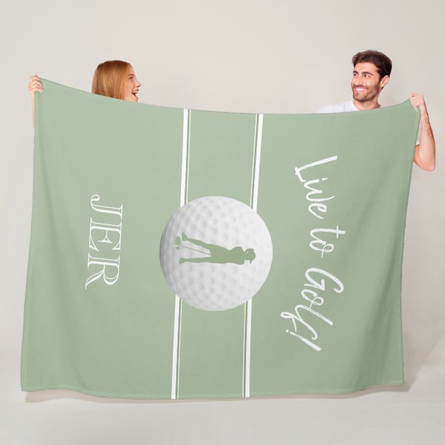 Golfer Ladies Sports Template Sage Green Custom Fleece Blanket (In Situ)