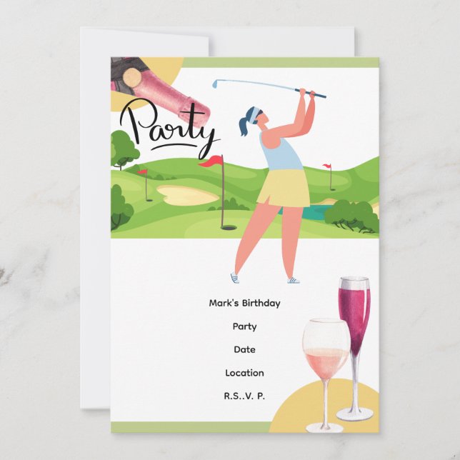 Golfer  Let's Par Tee for Party  Invitation (Front)