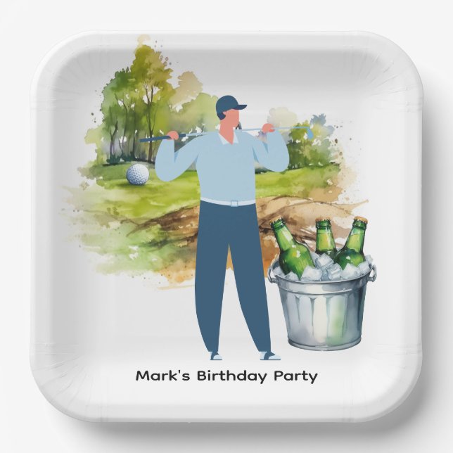Golfer  Let's Par Tee for Party  Paper Plate (Front)