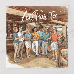Golfer Let's Par Tee in Club House Invitation