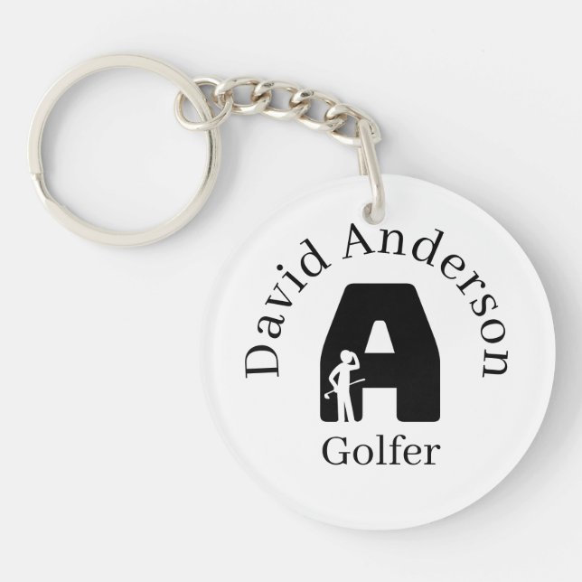 Golfer Letter A Key Ring (Front)