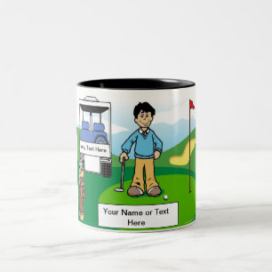 Golfer - Male Cartoon by PrintedPerfection.com Two-Tone Coffee Mug