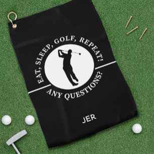 Golfer Male Sports Pro Silhouette Golf Black White Towel