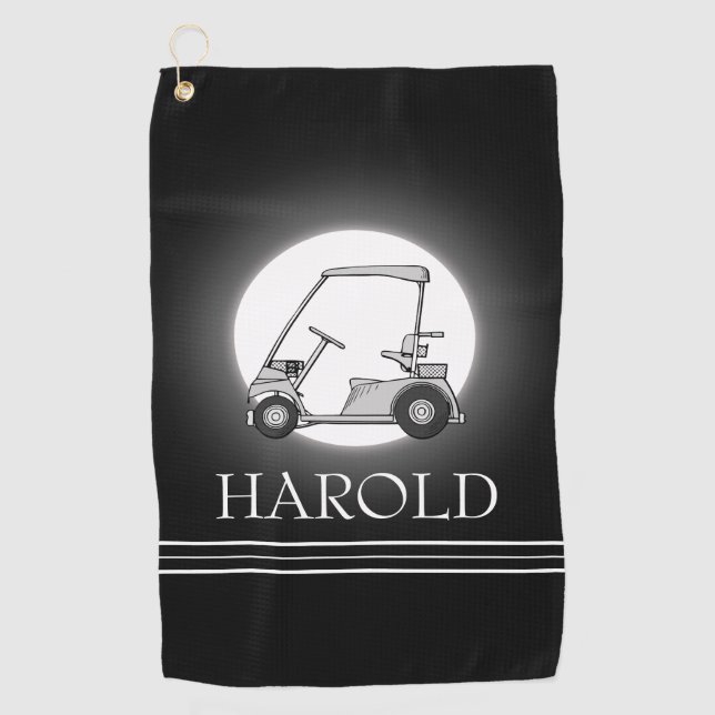 Golfer Men Black Golf Towel (Front)