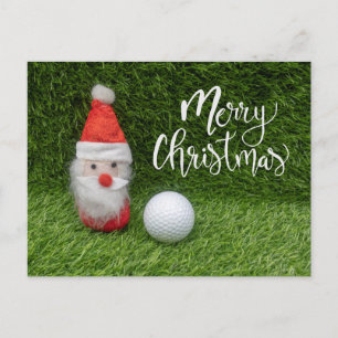 Golfer Merry Christmas with Santa Claus and ball Postcard
