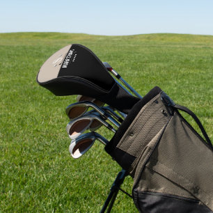 Golfer Modern Black White Monogram Golf Head Cover