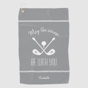 Golfer Modern Sports Equipment Monogrammed Grey Golf Towel