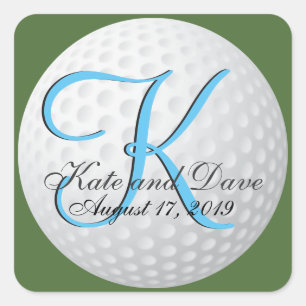 Golfer Monogram Elegant Golf 3d Wedding Favour Square Sticker