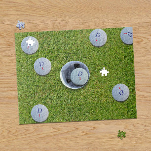 Golfer Monogram Golf Balls Green Jigsaw Puzzle