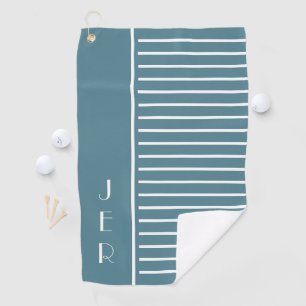 Golfer Monogram Initials    Modern Stripes Green  Golf Towel