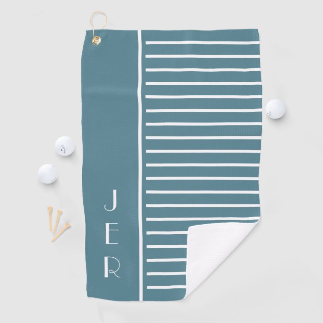 Golfer Monogram Initials |  Modern Stripes Green  Golf Towel (InSitu)