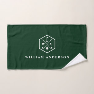 Golfer Monogram & Name Stylish Minimalist Golf Hand Towel