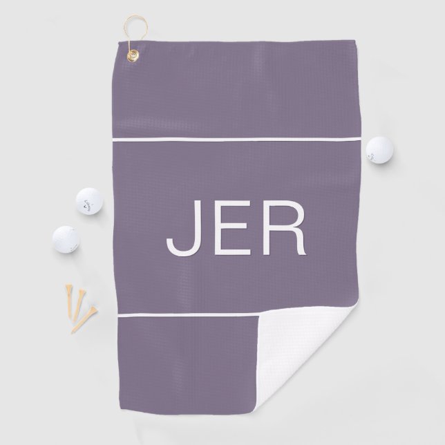 Golfer Monogrammed Modern Stylish Monogram Purple Golf Towel (InSitu)