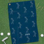 Golfer Monogrammed Pro Sports Equipment Blue Golf Towel<br><div class="desc">Masculine golf design features a male golfer silhouette repeating pattern in crisp white on a solid dark blue background. Add custom initials in classic white font with the easy to use modern template. All colours of this design are easily edited in the design tool. Use the message feature if you...</div>
