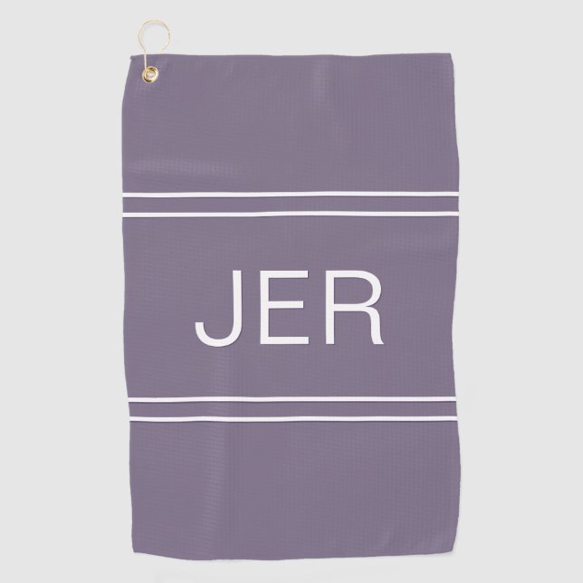 Golfer Monogrammed Stylish Purple Sports Pro      Golf Towel (Front)