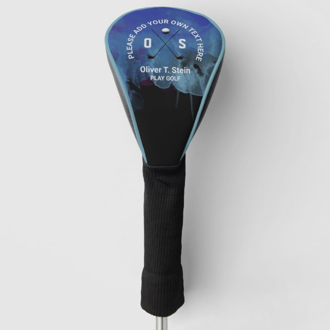 golfer name blue golf head cover (Front)