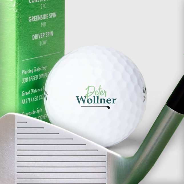 Golfer Name simple elegant Golf Balls (Creator Uploaded)