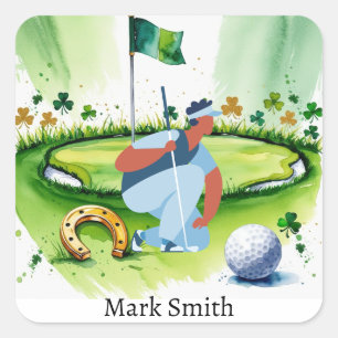GOLFER on Golf Course St. Patrick's Day Square Sticker