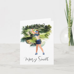 Golfer on golf course with Name gifts for golfer Note Card