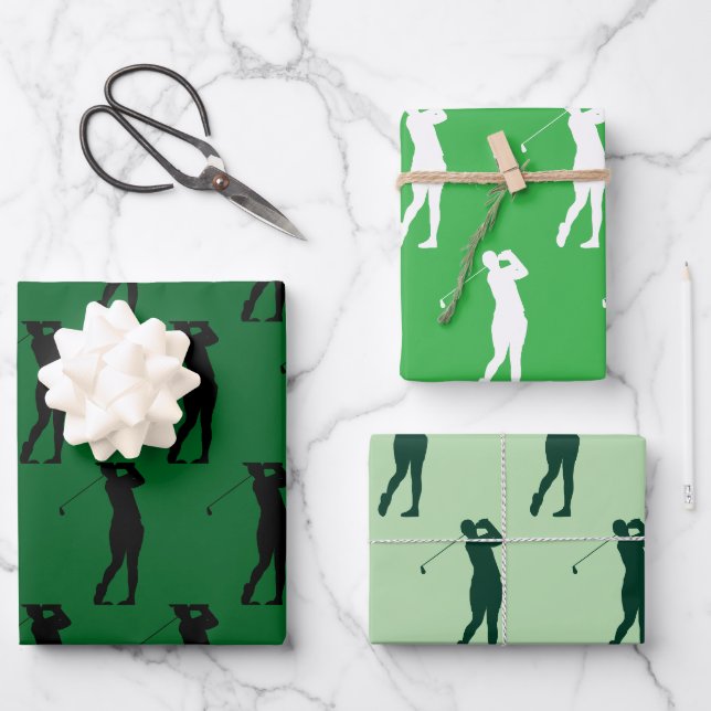 Golfer on the Green Wrapping Paper Sheet (Front)