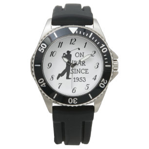 Golfer Par 70th Birthday Black Golf Elegant Dad Watch