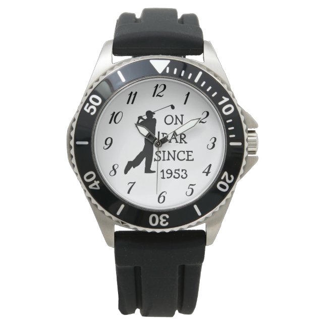 Golfer Par 70th Birthday Black Golf Elegant Dad Watch (Front)