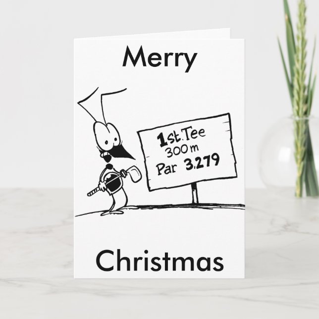 Golfer Par Cartoon Merry Christmas Card (Front)