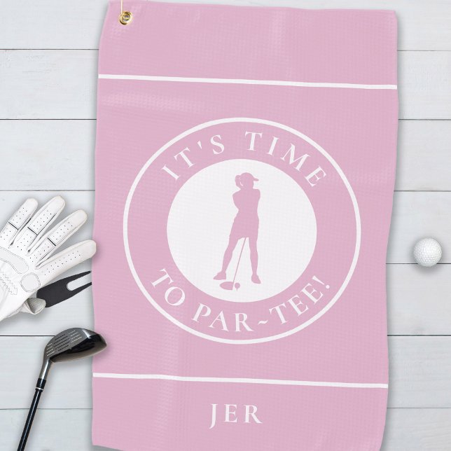 Golfer Par Tee Funny Golf Humour Monogram Cute Pin Golf Towel (Golfer Par Tee Funny Golf Humor Monogram Cute Pink Golf Towel)