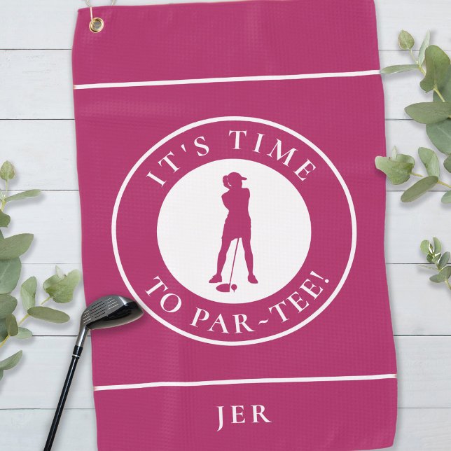 Golfer Par Tee Funny Golf Humour Monogram Cute Pin Towel (Golfer Par Tee Funny Golf Humor Monogram Cute Pink Golf Towel)