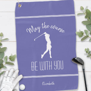 Golfer Periwinkle Blue Golf Course Lady Monogram Towel