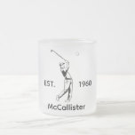 Golfer Personalised name and year  Frosted Glass Coffee Mug<br><div class="desc">Golfer and Personalised name and year mug - the perfect gift or keepsake for any golf enthusiast. You can personalise the name and year to create an unique gift.</div>