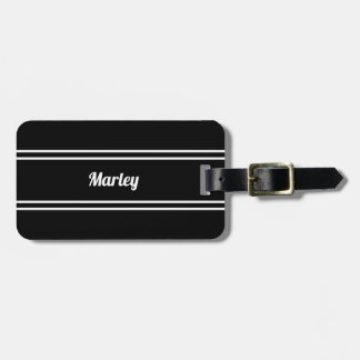 Golfer Personalised Name Modern Black & White Luggage Tag