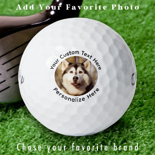 Golfer Personalised Photo Simple Custom Text  Golf Balls