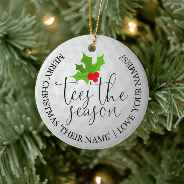 Golfer Photo Christmas Golf Gift Tees The Season  Ceramic Ornament (Tree)