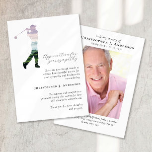 Golfer Photo Sympathy Funeral Memorial Thank You Card