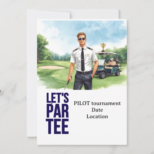 GOLFER Pilot Aviation Industry Golfer  Invitation (Front)