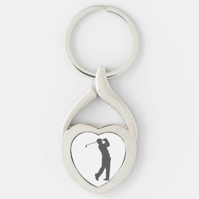 Golfer  player  silhouette key ring (Front)