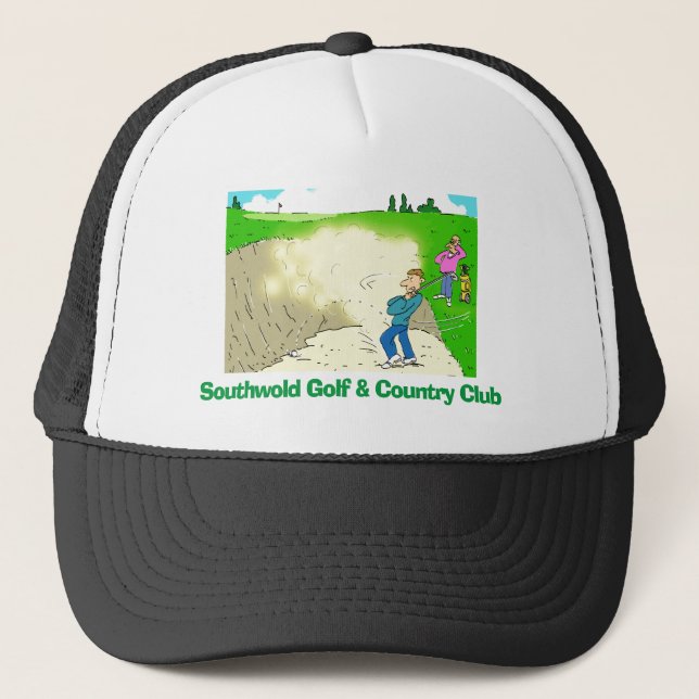 Golfer Plays Golf & is in the Bunker. Trucker Hat (Front)