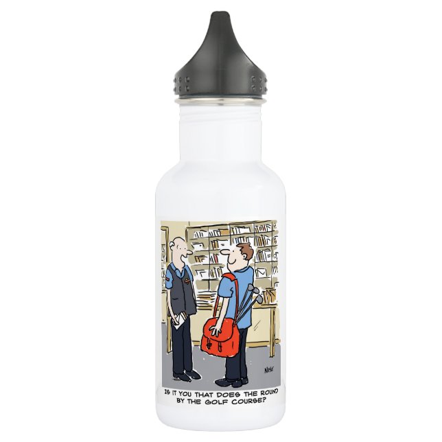 Golfer Postman Loves Golf Cartoon 532 Ml Water Bottle (Left)