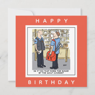 Golfer Postman Loves Golf Cartoon Card