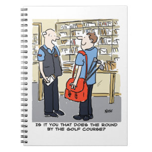 Golfer Postman Loves Golf Cartoon Notebook