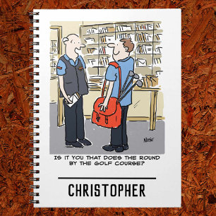 Golfer Postman Loves Golf Cartoon Notebook