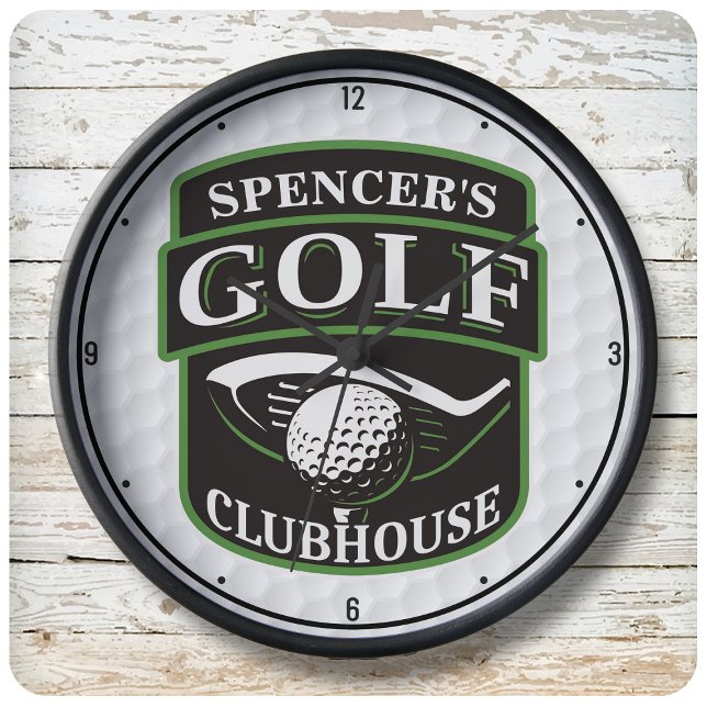 Golfer Pro Golf Player Club Clubhouse Personalized Large Clock (Creator Uploaded)