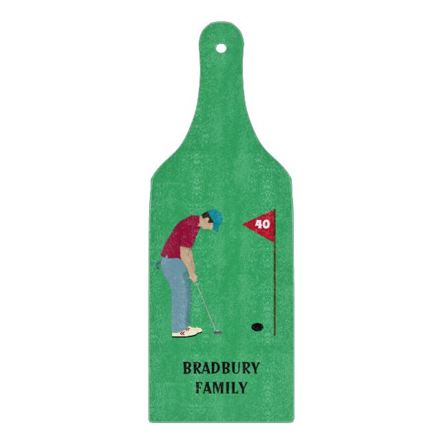 Golfer Putting Ball on Green Background  Cutting Board (Front)