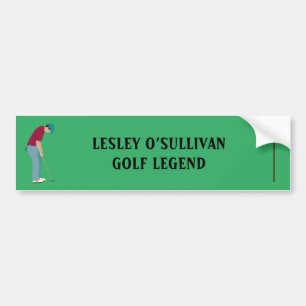 Golfer Putting Ball Themed Green Bumper Sticker