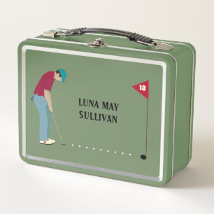 Golfer Putting Ball Themed Metal Lunch Box