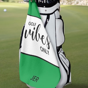 Golfer Quote Golf Vibes Only Green Personalised Towel