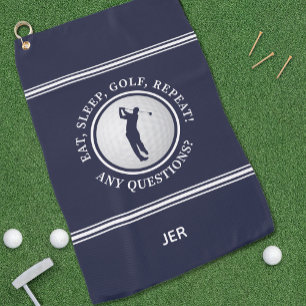 Golfer Quote Male Sports Pro Golf Ball Navy Blue Towel