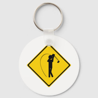 Golfer Road Sign Key Ring