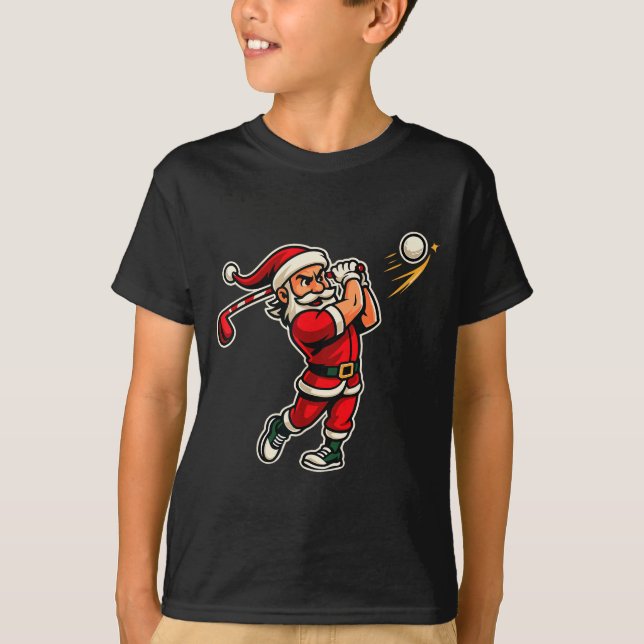 Golfer Santa Christmas Golf Shirt Men Kids Boys Go (Front)